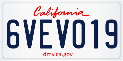 CA license plate 6VEV019