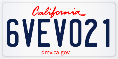 CA license plate 6VEV021
