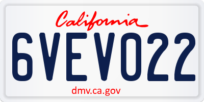 CA license plate 6VEV022