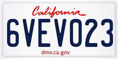 CA license plate 6VEV023