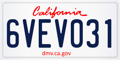 CA license plate 6VEV031
