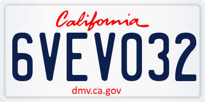CA license plate 6VEV032