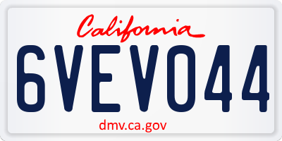 CA license plate 6VEV044