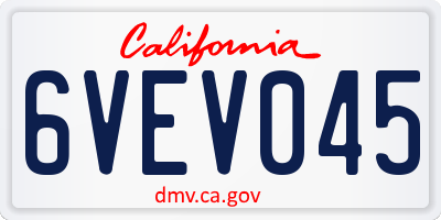 CA license plate 6VEV045