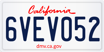 CA license plate 6VEV052