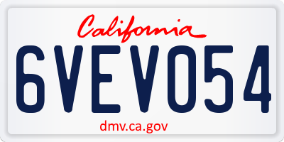 CA license plate 6VEV054