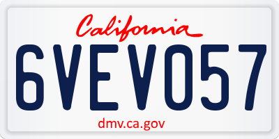 CA license plate 6VEV057