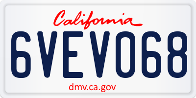 CA license plate 6VEV068