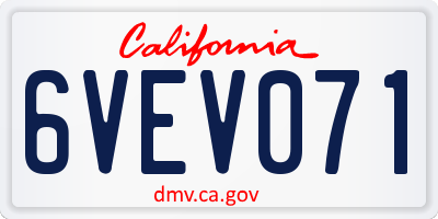 CA license plate 6VEV071