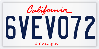 CA license plate 6VEV072