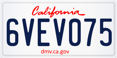 CA license plate 6VEV075
