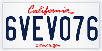 CA license plate 6VEV076