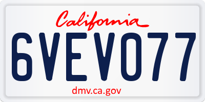 CA license plate 6VEV077