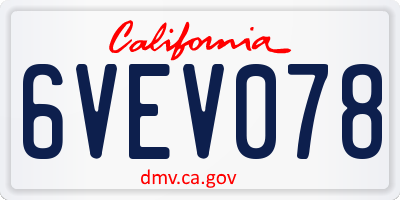 CA license plate 6VEV078