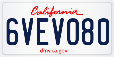 CA license plate 6VEV080
