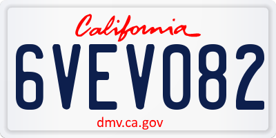 CA license plate 6VEV082