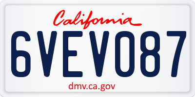CA license plate 6VEV087