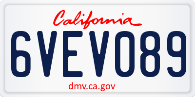 CA license plate 6VEV089