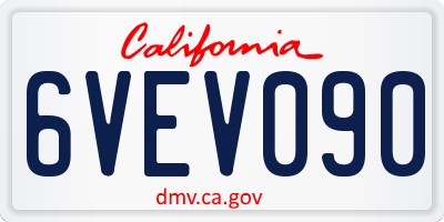 CA license plate 6VEV090