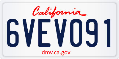 CA license plate 6VEV091