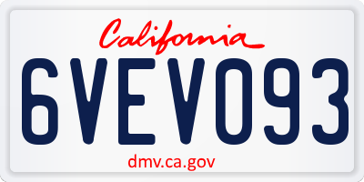 CA license plate 6VEV093