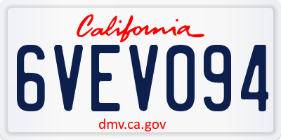 CA license plate 6VEV094