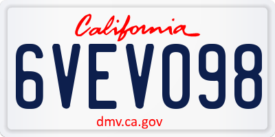 CA license plate 6VEV098