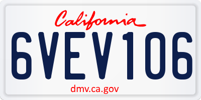 CA license plate 6VEV106