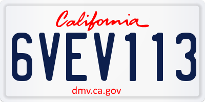 CA license plate 6VEV113
