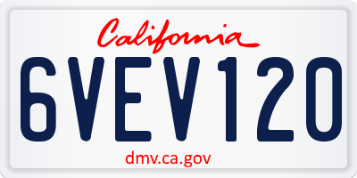 CA license plate 6VEV120