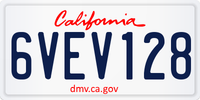 CA license plate 6VEV128
