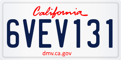CA license plate 6VEV131