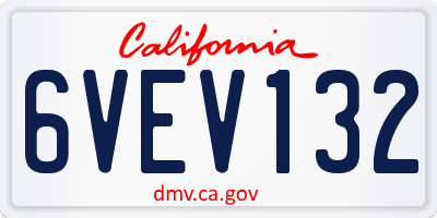 CA license plate 6VEV132