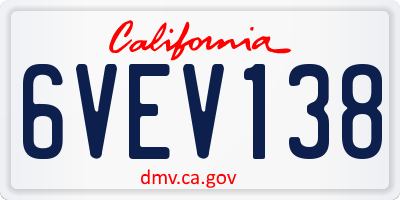 CA license plate 6VEV138