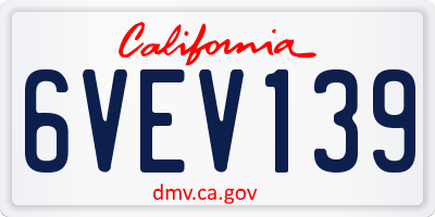 CA license plate 6VEV139