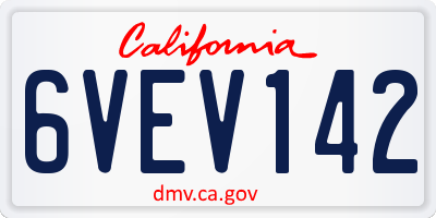 CA license plate 6VEV142