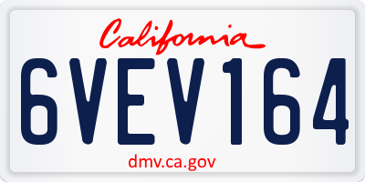 CA license plate 6VEV164