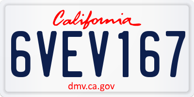 CA license plate 6VEV167