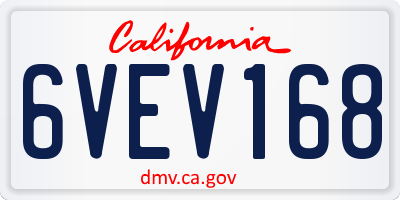 CA license plate 6VEV168