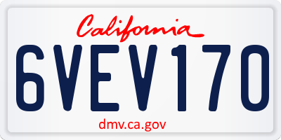 CA license plate 6VEV170