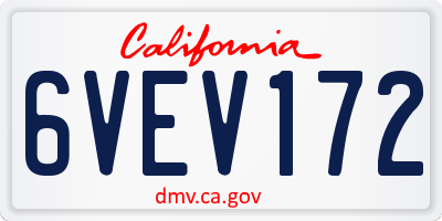 CA license plate 6VEV172
