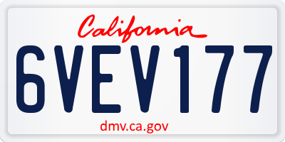 CA license plate 6VEV177