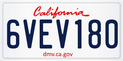 CA license plate 6VEV180