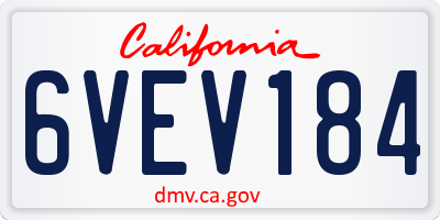 CA license plate 6VEV184