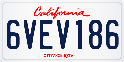 CA license plate 6VEV186