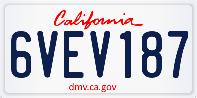 CA license plate 6VEV187