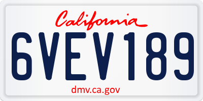 CA license plate 6VEV189