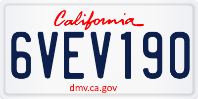 CA license plate 6VEV190