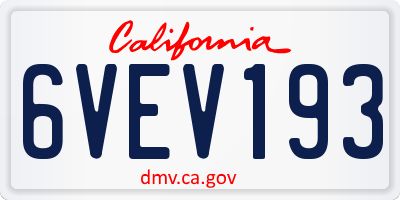 CA license plate 6VEV193
