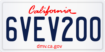 CA license plate 6VEV200